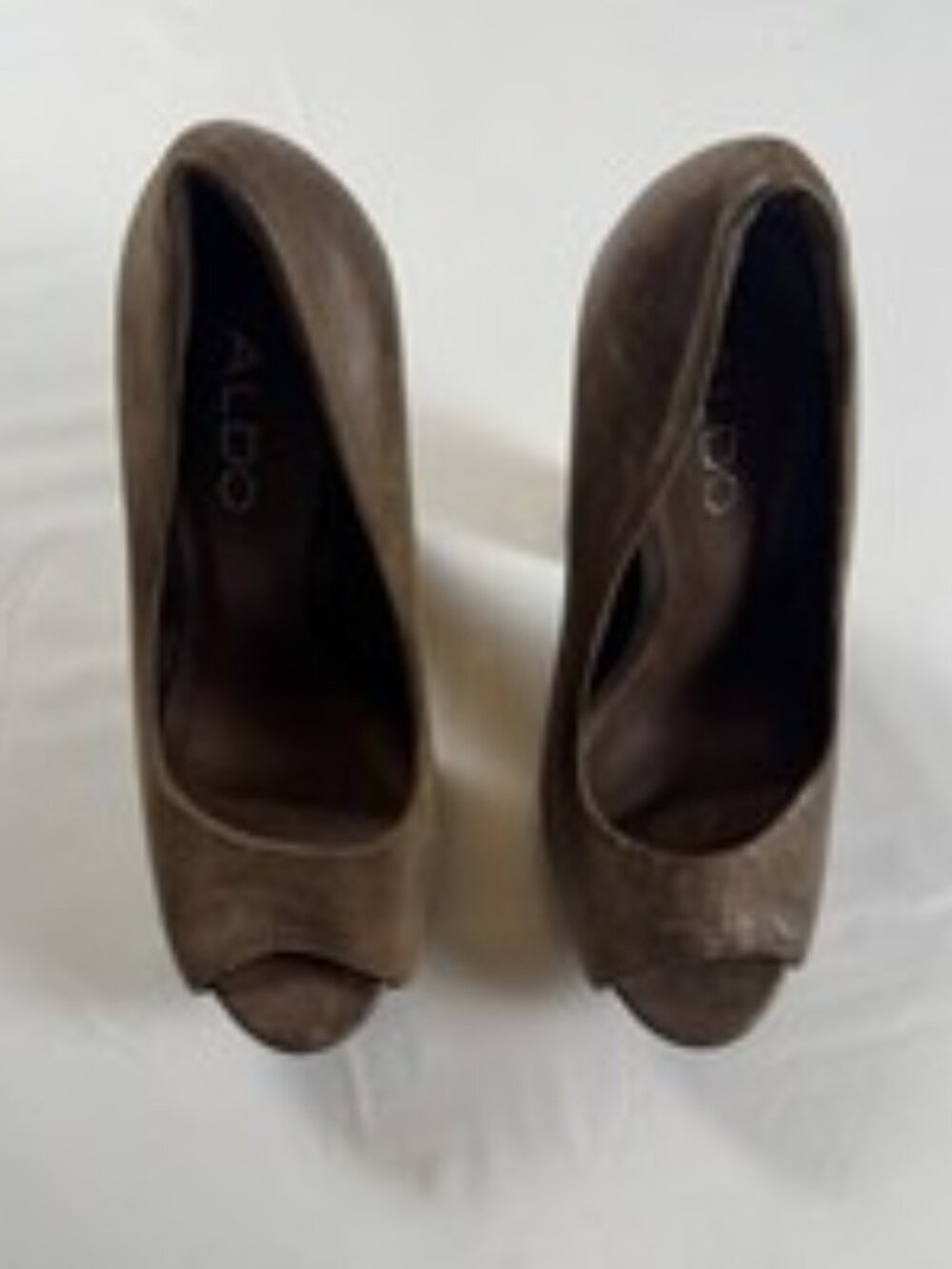 ALDO Peep Toe Platform Pumps Womens EU 36 US 5.5 Taupe Brown Leather Heels New